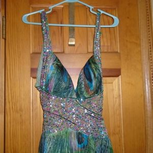 Prom dress peacock style long gown medium